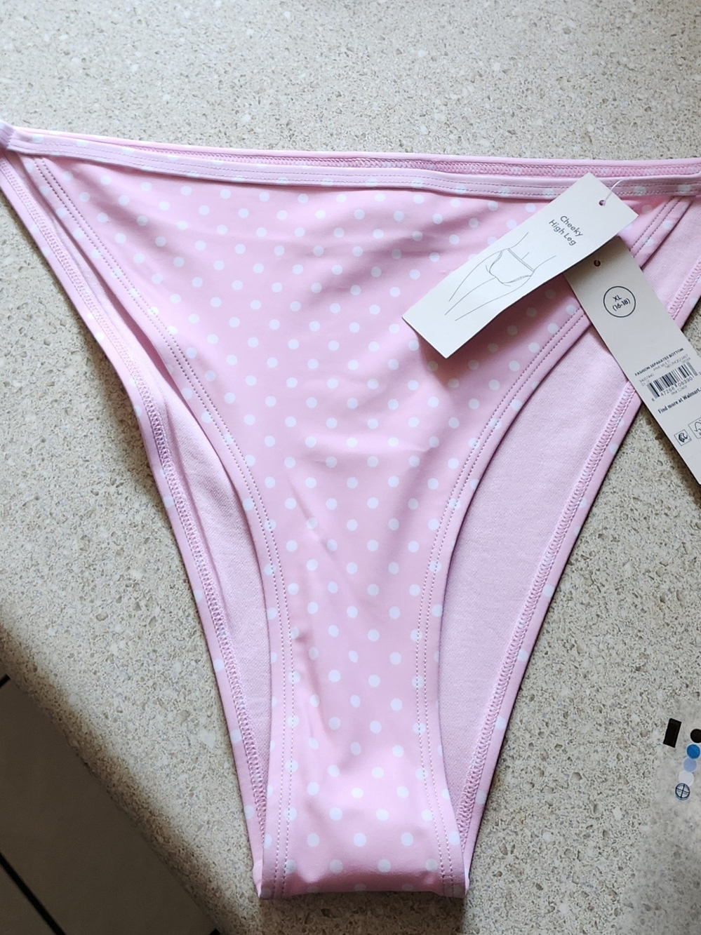 No Boundaries Pink and White Polka Dot Bikini Brief